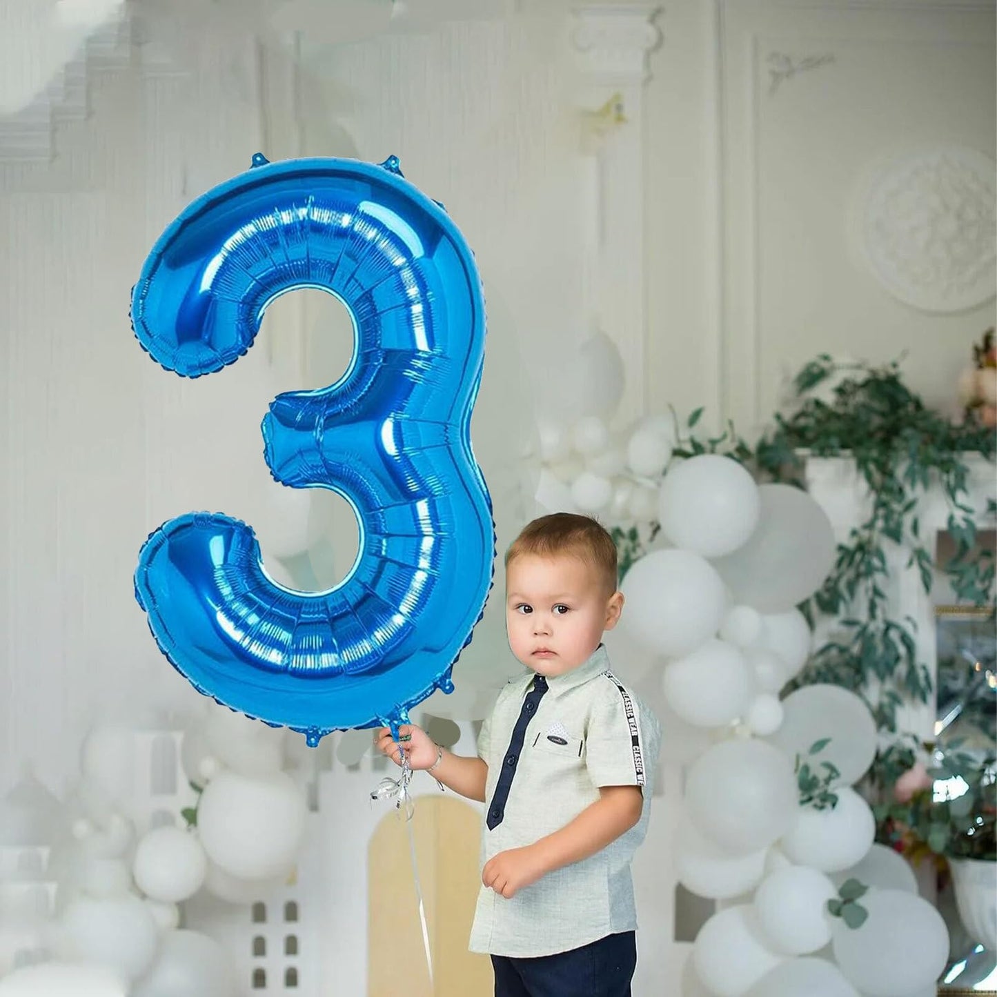 3 Number Balloon Blue 40 Inch Big Foil Mylar 3Rd Balloons For 3 Year Old Boy Girl Birthday Party Decorations Wedding Anniversary