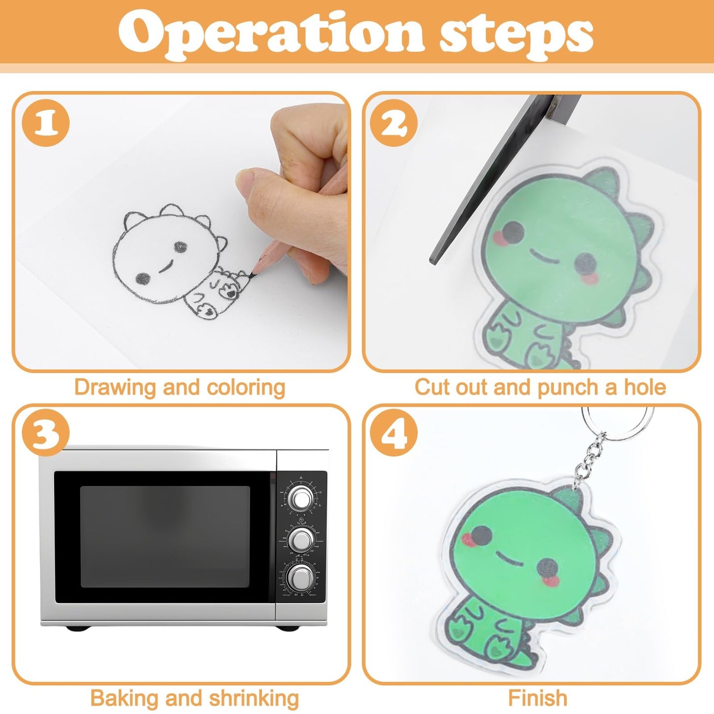 HONSIO Shrink Dink Sheets 11.4 x 7.9 Inch Large Plastic Shrinky Paper for Kids DIY Crafts Keychain, 12 Pieces