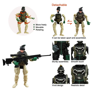 MQSTARSRISE Army Men Action Figures  Army Soldiers Toys for Boy Army Playset Military Playset with  Accessories Army Toy Christmas Gfit for Toddler 3+