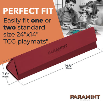 Paramint Matshield Red, Durable Playmat Case - Compatible With Magic The Gathering, Mtg Play Mat Tube - Mtg Accessories - Premium Leatherette With Fabric Interior, Magnet Snap Closure