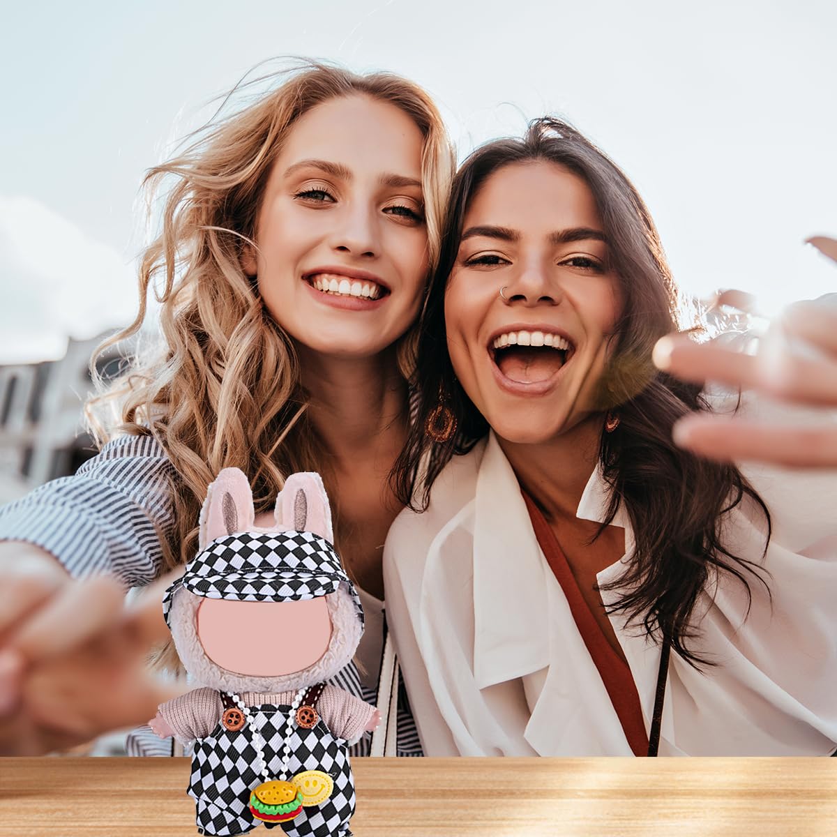 17cm Doll Clothes Set  enhanced Jeans & Knitted Sweater Outfit for 17cm 15cm Dolls  Cute Dress Up Fashion  No Doll Included (Black/White  17cm/15cm)