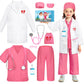 BIBUTY Doctor Costume for Girls Doctor Scrubs Costume for Kids with Lab Coat, Carry Bag, Stethoscope, Doctor Dress Up for Hallow