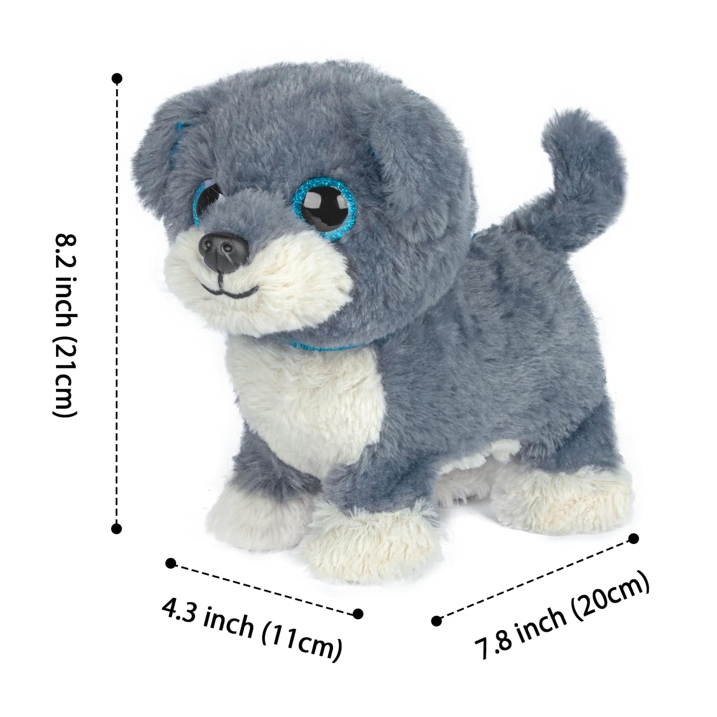 YH YUHUNG Remote Control Walking and Barking Dog Toy, 8 Inch, Blue, Model No. 003, Polyester, Perfect for Kids and Electronic Pets