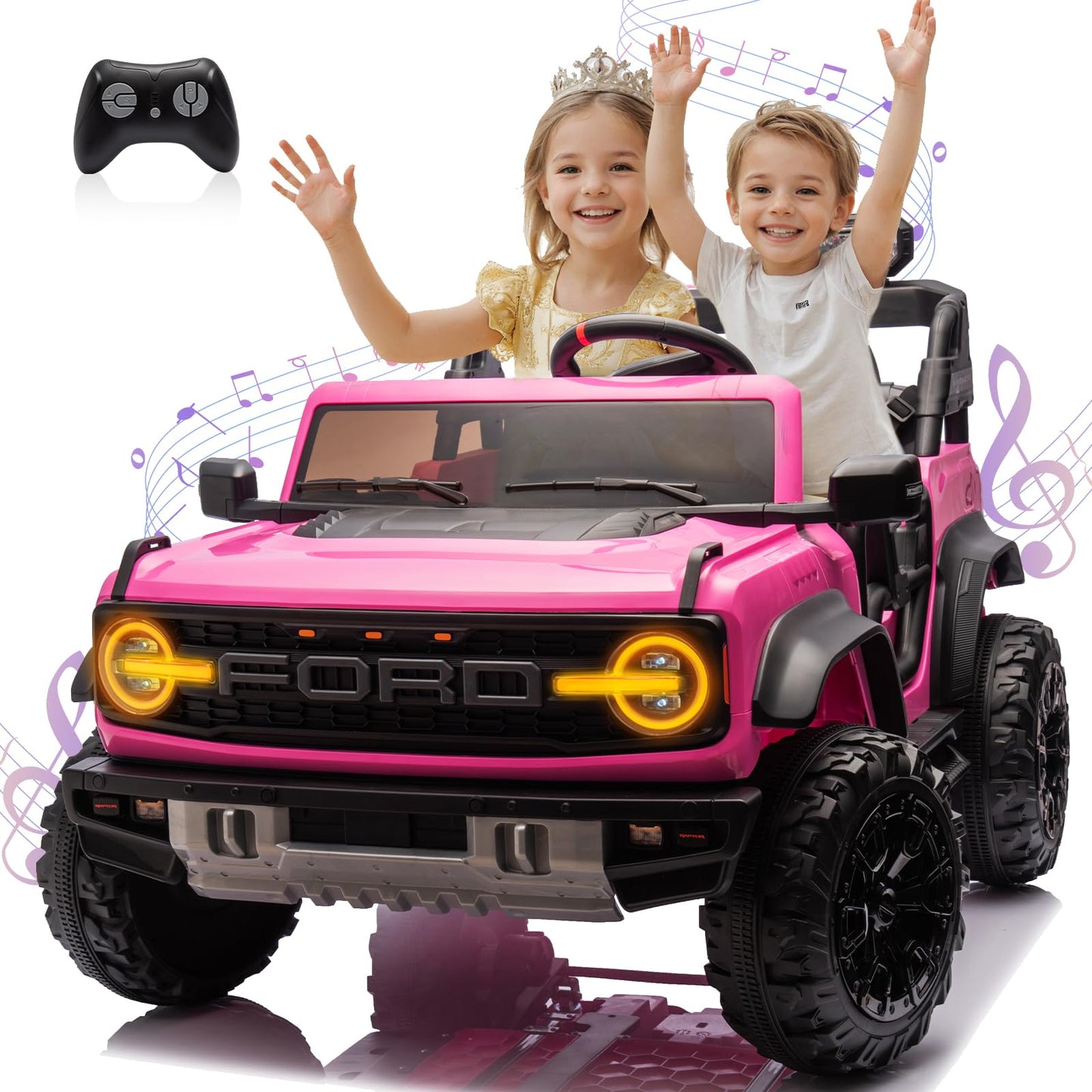 Segmart 2 Seater 24V Ride On Toys For Big Kids, Licensed Ford Bronco Raptor, 20'' Spacious Seat, Powerful Wheel With Remote Cont