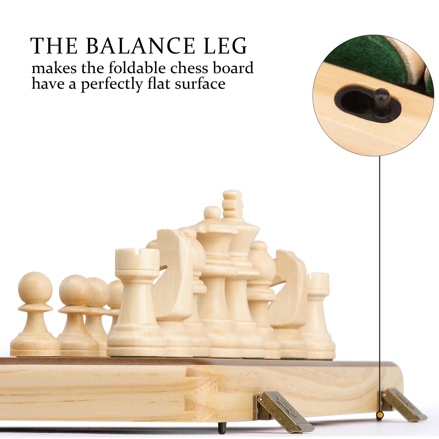 A&A 15'' Magnetic Wooden Chess Set/Folding Board / 3'' King Height German Knight Staunton Chess Pieces/Mahogany & Maple Inlaid /