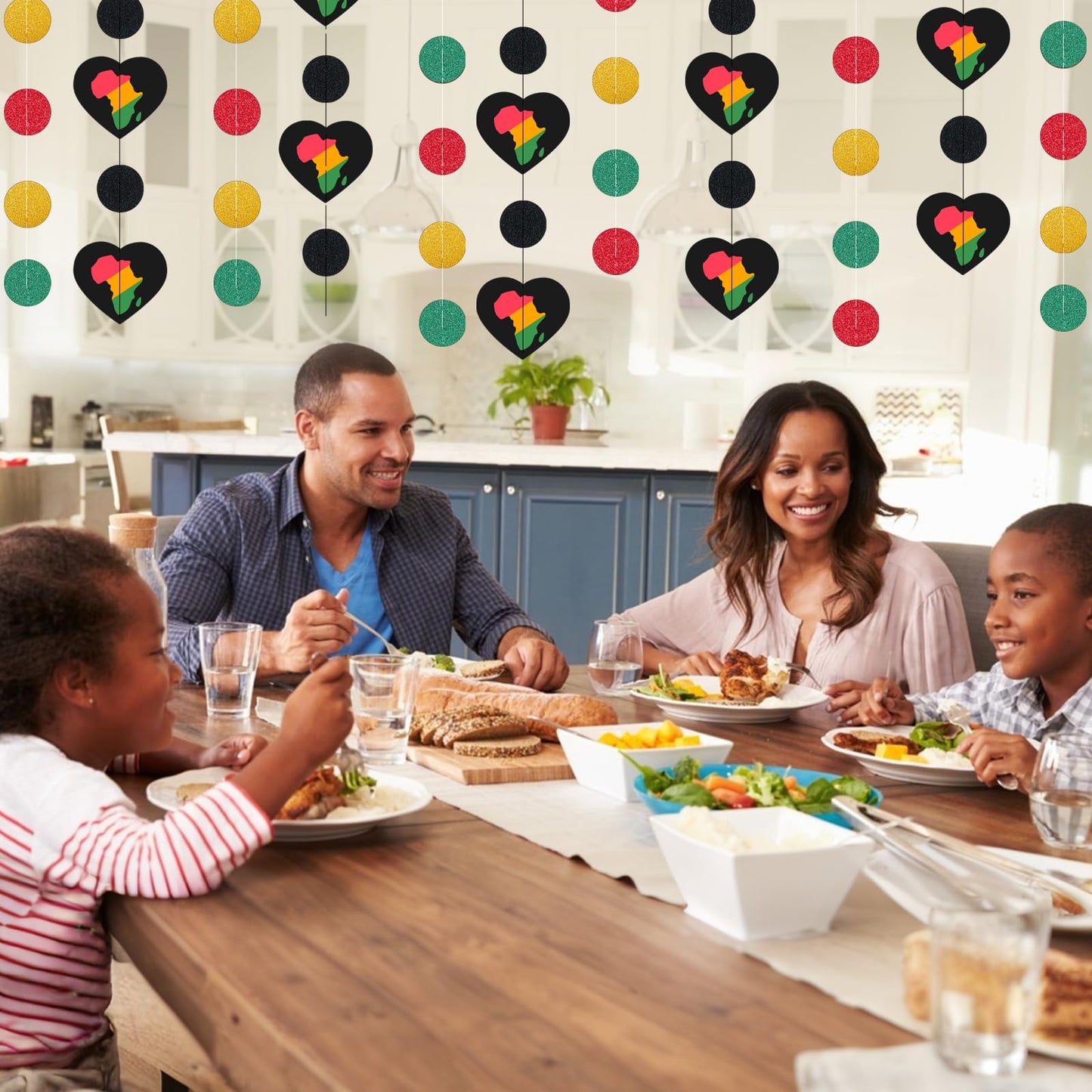 MARFOREVER Juneteenth Decorations Hanging Swirls, 5 Pcs 41 Ft African American Festival Ornaments Hanging Garland Streamers for