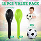 PullCrease Soccer Party Games 12 Pack Soccer Party Spoon Relay Race Toy Set for Teens Adults, Soccer Foam Ball and Spoon Race Ga