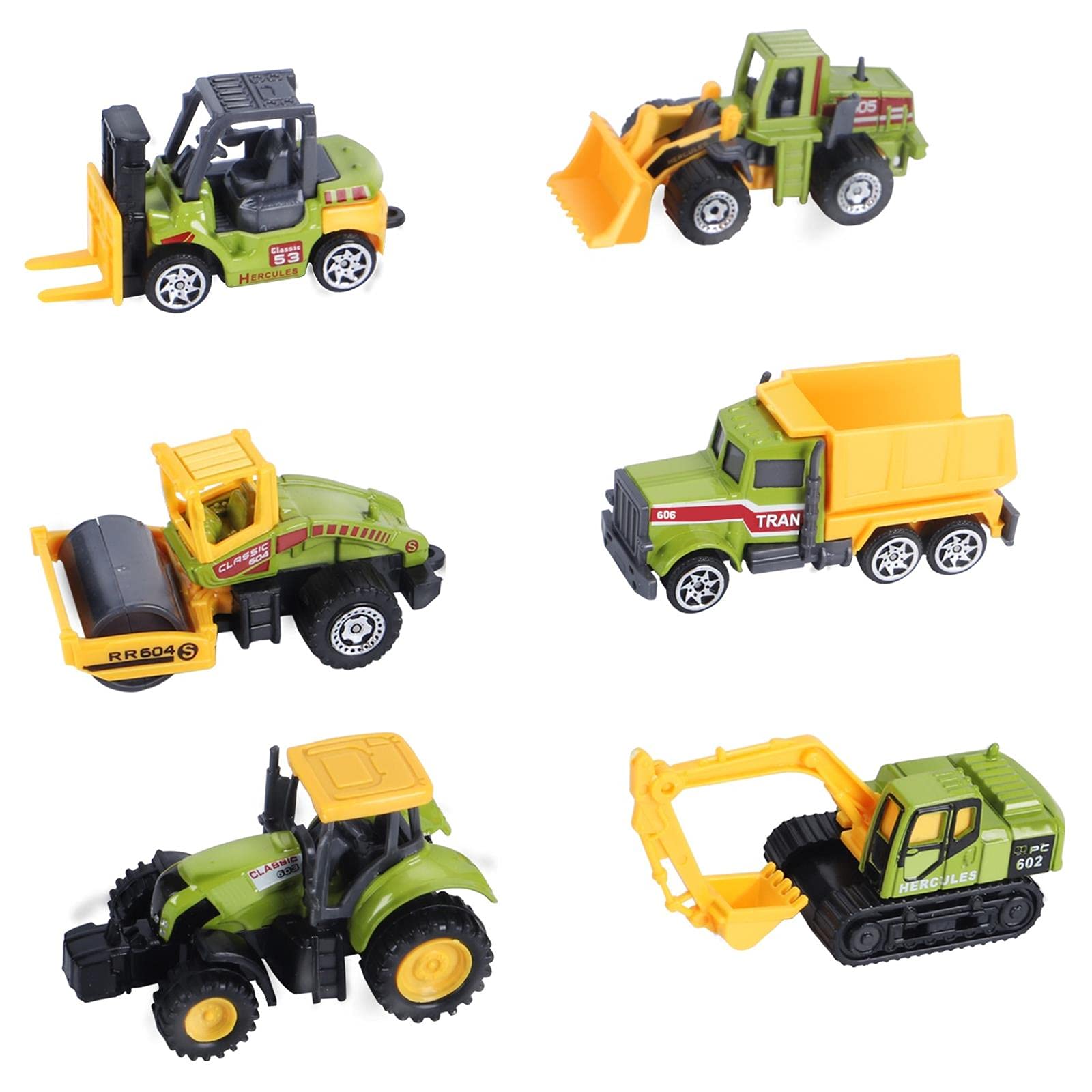ANDOLO Mini Construction Trucks Toys, Small Construction Toys 6Pcs Construction Vehicles Tractor Toys Sand Vehicle Playset Forkl