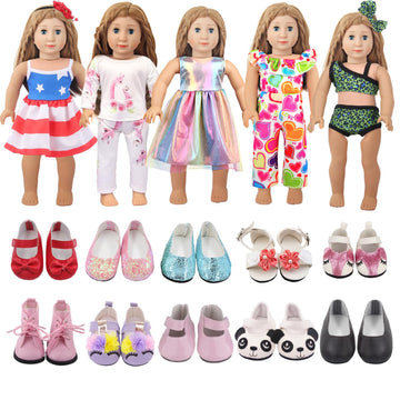 Augfrog 5 Sets Of Doll Clothing And 2 Pairs Doll Shoes (Send By Random) For 18 Inch Doll, Hand - Made Doll Accessories Collectib