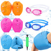 Arm Floaties For Kids 6-12Yrs, Pvc Arm Floaties Inflatable Swim Arm Bands Floater Sleeves Swimming Rings And Swimming Goggles Ki