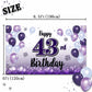 LASKYER Happy 43rd Birthday Decorations,43rd Purple Balloon Large Birthday Banner Backdrop Sign,43 Years Old Bday Party Supplies