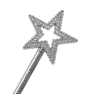 MOFALA 2PCS Star Wand  Children's Creative Handheld Pentagram Plastic Magic Wand  Role-Playing Enlightenment Toys  Educational and Creative Performance Props (Silvery)