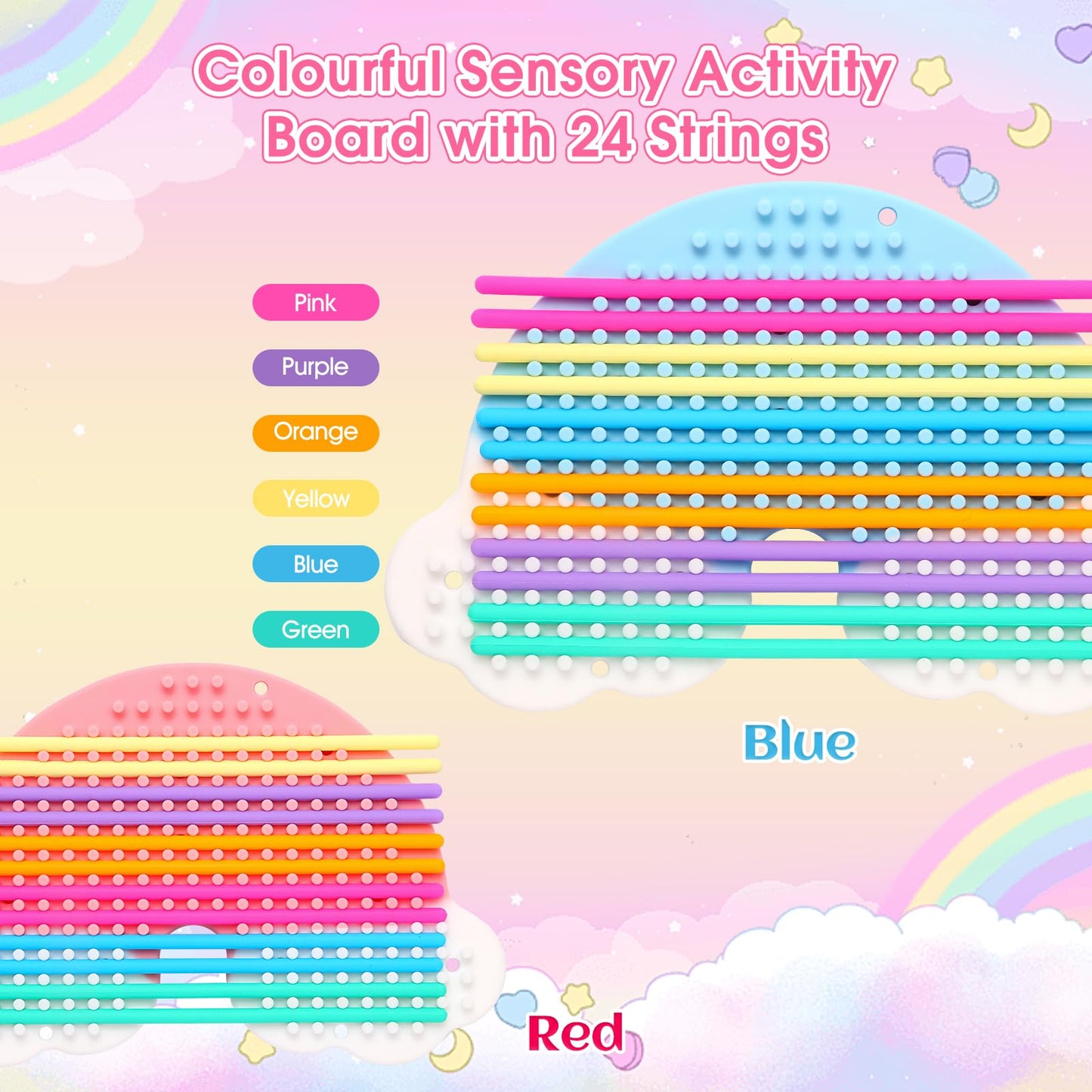Hongvkae 2Pcs Fidget Toys Sensory Activity Board, Silicone Sensory Toys For Anxiety Autistic Adhd Calming, Kids 3+ & Adults, Tra