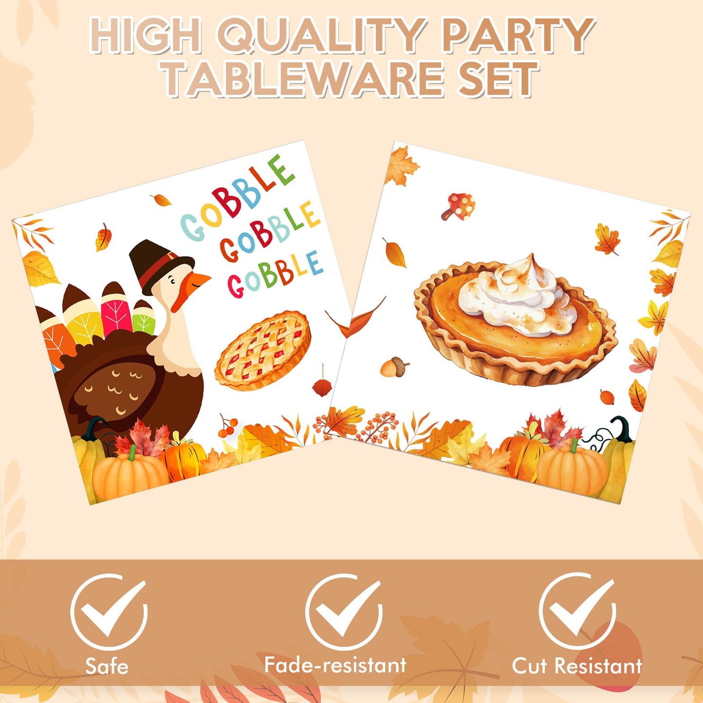 40pcs Turkey Thanksgiving Party Supplies Kit, Autumn Disposable Dinnerware Includes, Dessert Plates, Napkins for Fall party Deco