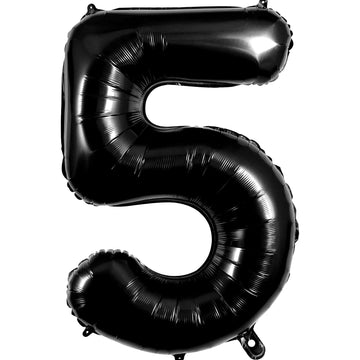 Large Black Number 5 Balloons, 40 Inch Foil Balloons, Giant Number Balloons For Women/Men Birthday Party Anniversary Celebration