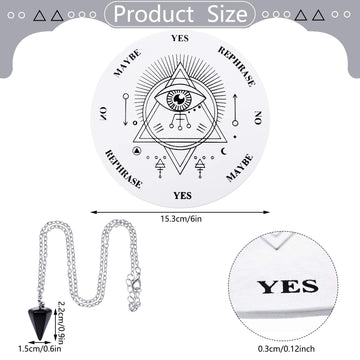 Jetec Wooden Pendulum Board Dowsing Divination Pendulum Witchcraft Altar Supplies With Crystal Necklace And Metaphysical Message Board Kit, 3.9 Inch(White)