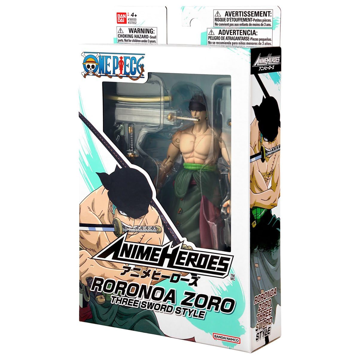 ANIME HEROES One Piece Roronoa Zoro Three Sword Style Action Figure, Model 37052, PVC Material, Collectible Toy