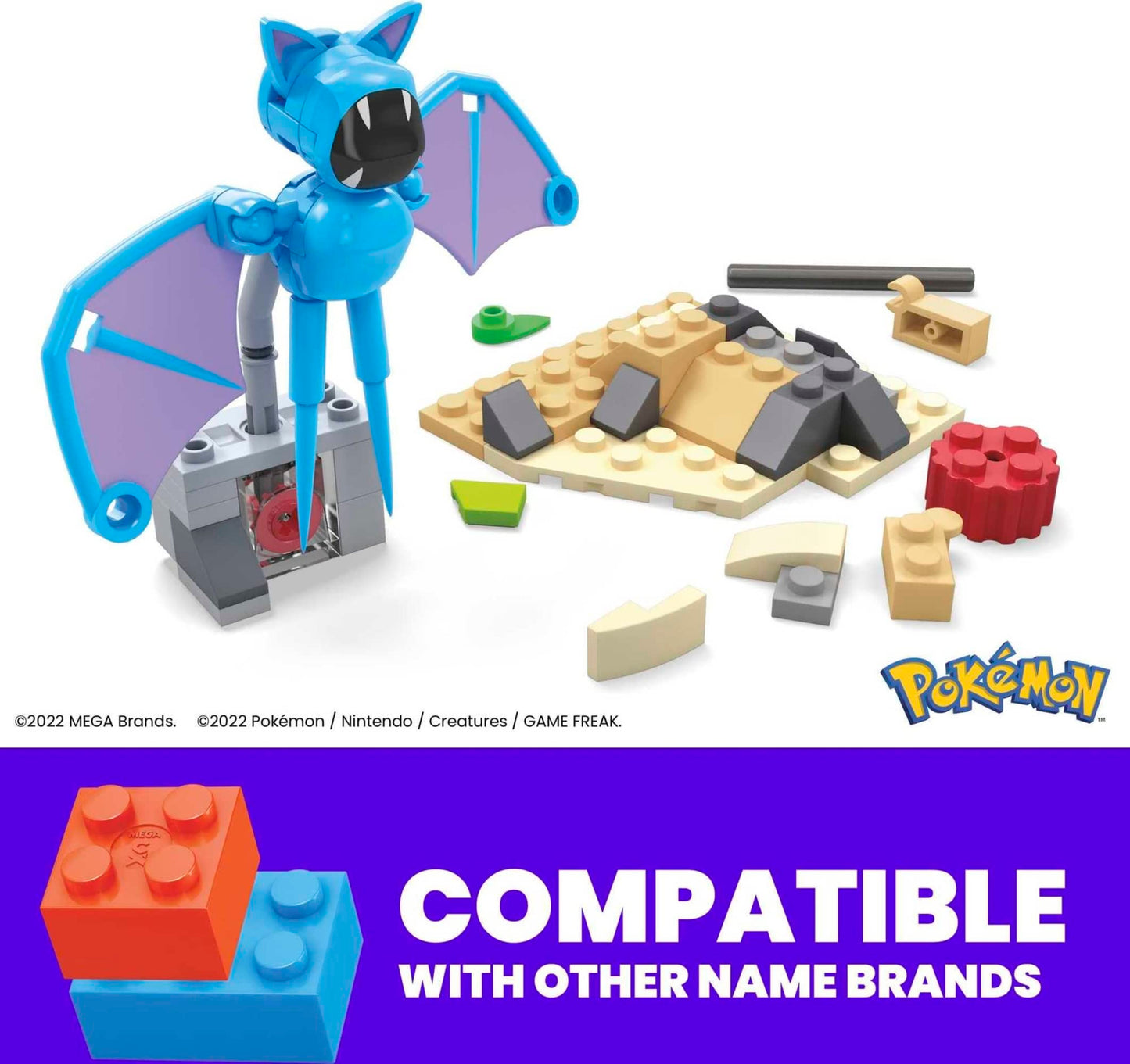 Mega Pokémon Building Toys Set, Zubat’S Midnight Flight With 61 Pieces, 1 Poseable Character, 5 Inches Tall, For Kids