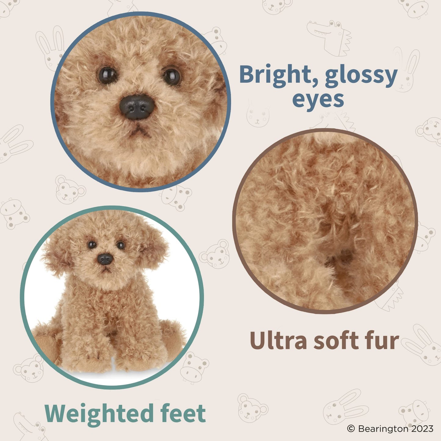 Bearington Lil' Caramel Dog Stuffed Animal - Plush Goldendoodle Toy - 6.5" Labradoodle Plush - Perfect for Kids