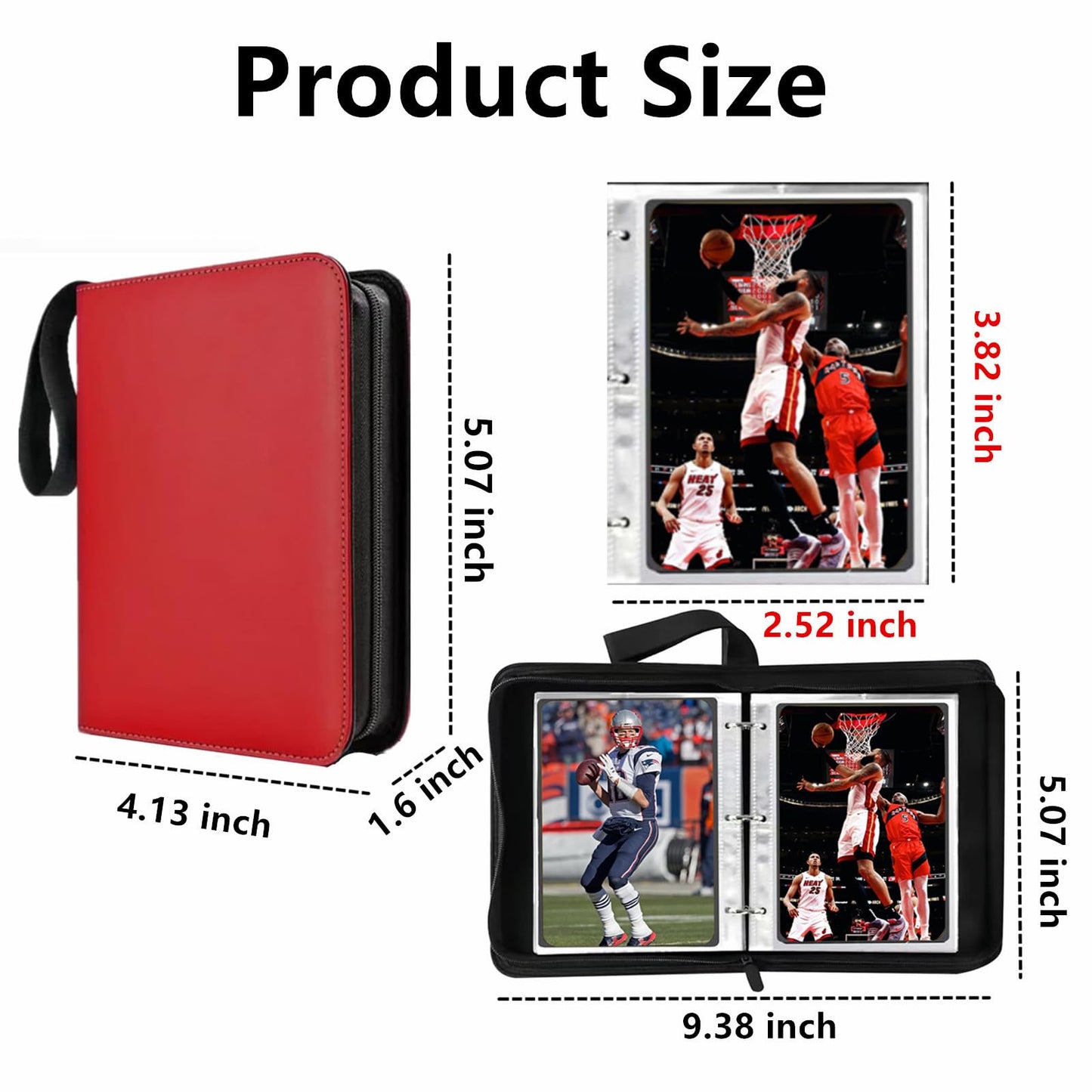 Mini Card Binder 1-Pocket - Super Lightweight Zipper Binder Holds 80+ Trading Cards  Top Loading Collectible Album for TCG  MTG  Sports & Game Cards  Portable Gift for Girls & Collectors (Red)