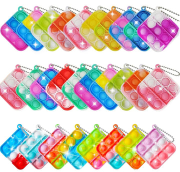 30 Square Mini Pop Keychain Bulk Party Favors Fidget Toys Bulk for Boy Girl mature-themed Fidgets Packs Sensory Stress Bauble Christmas Easter Birthday Party Supplies Goodie Bag Stuffer Classroom