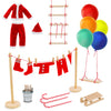 BEIREG 42pcs Christmas Elf Clothes Accessories Set - Red & Green, Polyester, Includes Clothes, Balloons, Ladder, Swing, Mini Props