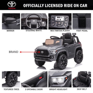 SEGMART 12V Electric Cars for Kids, Official Licensed Toyota Tacoma Ride on Car, Remote Control Truck Kids Car for Boys & Girls,
