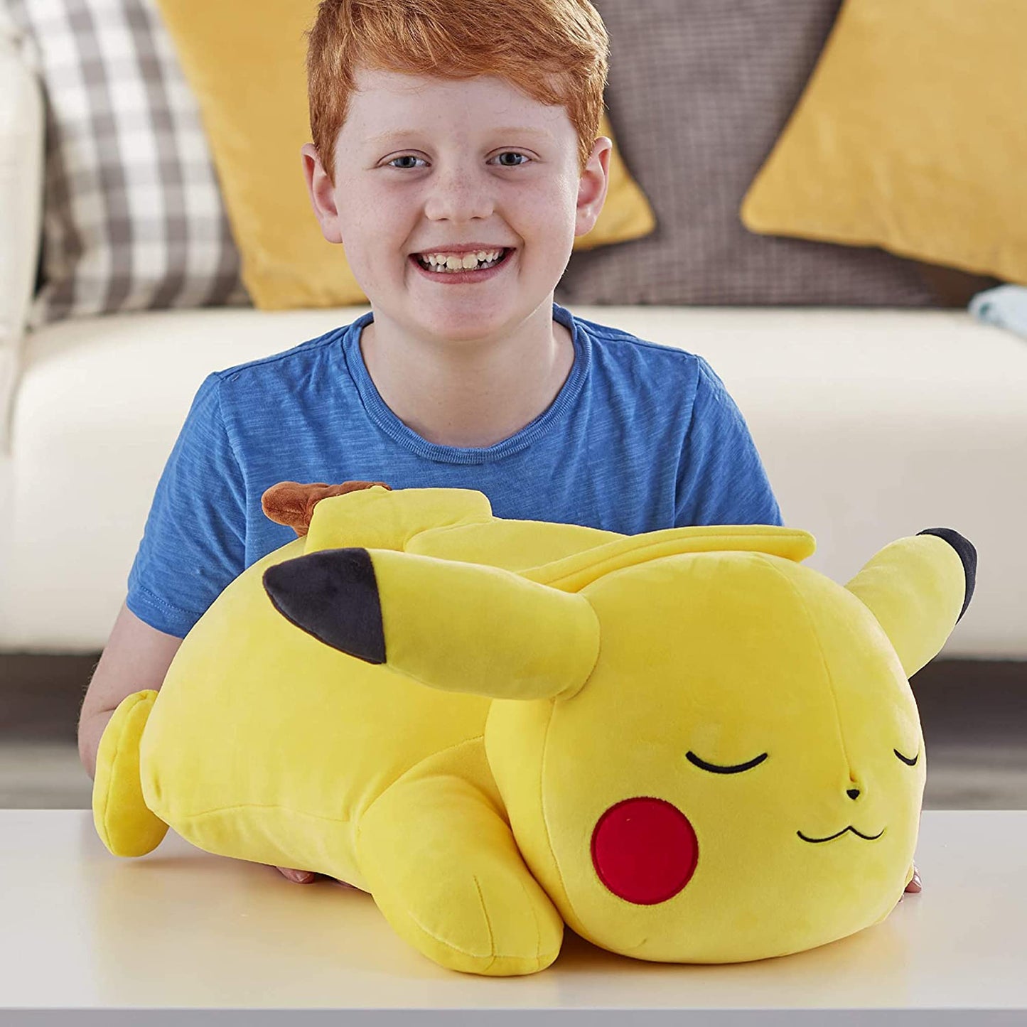 Pokemon Plush Sleeping Pikachu - 18" Cuddly Toy for Travel & Play - Soft Plush Material, Perfect for Nap Time, Model PKW2527