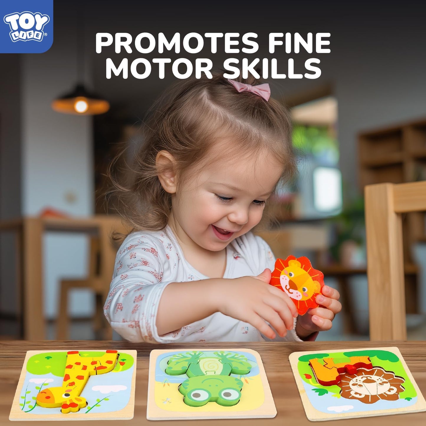 Toy Life Wooden Toddler Puzzles For 1-3, Montessori Toys For 1 2 3 Year Old, Animals Puzzles For Toddlers 2-4, Kids Wood Puzzle