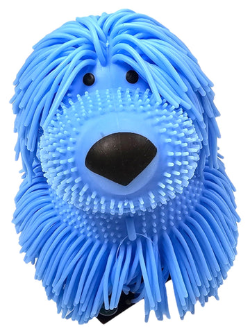 Zugar Land Soft Shaggy Puffer Dog Toy (1 Blue) (8'' X 5'') Filled With Air For A Fun Squishy Stretchy Fidget Experience. Blue, P