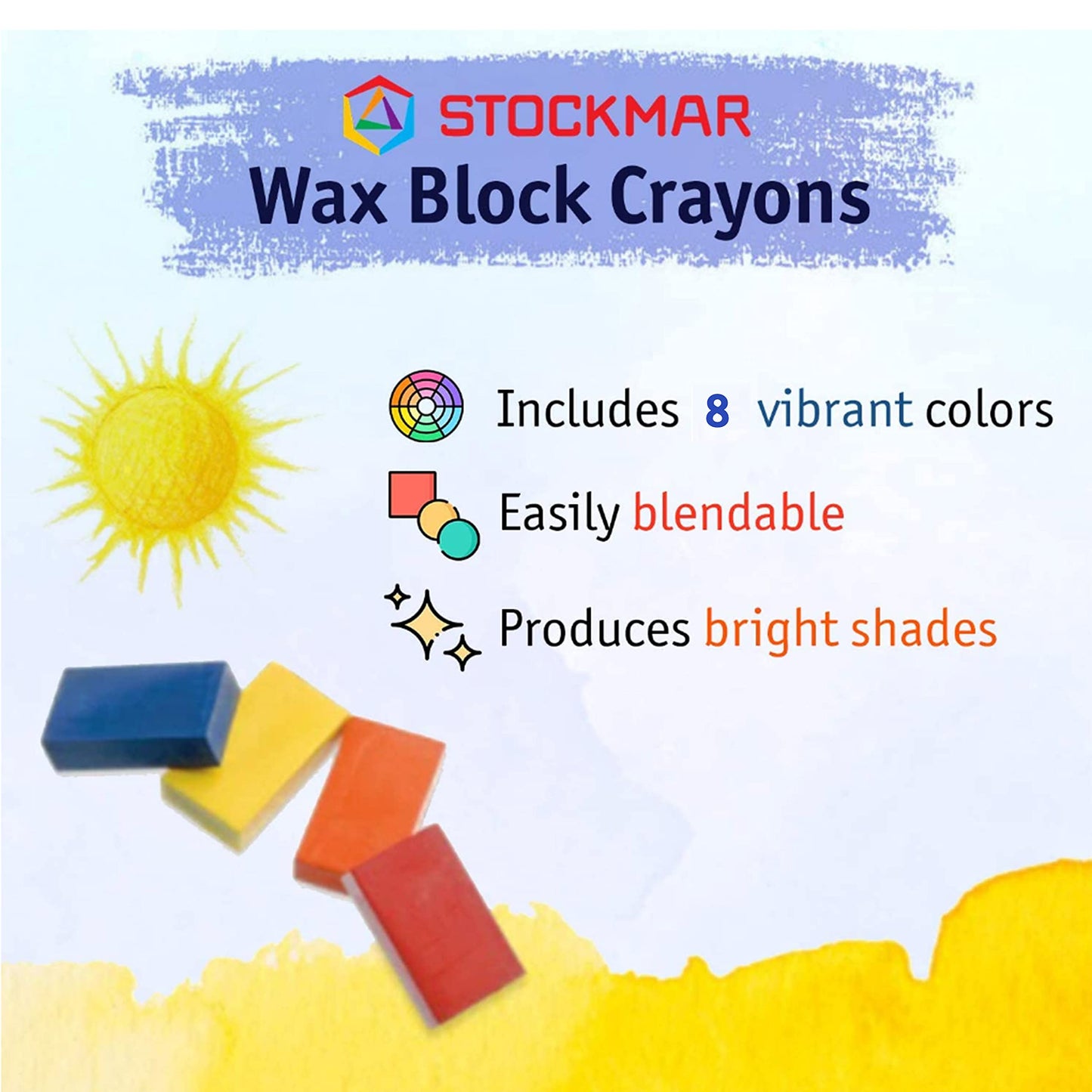 STOCKMAR Beeswax Block Crayons Set of 8 - Non-Toxic Jumbo Crayons, Assorted Colors, Made in Germany