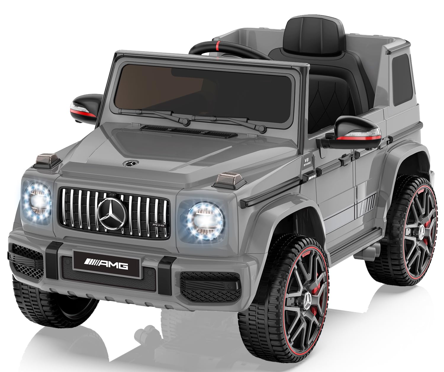 ANPABO 12V Ride on Car for Kids  Ride on Toys for Toddlers w/Parent Remote Control  LED Headlights  Music Player & Horn  Soft Start  Low Battery Prompt  Kids Electric Vehicle  Grey