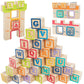 Wooden Building Blocks For Toddlers 2-3, Abc/Animals Castles Montessori Toys, Preschool Learning Toys Stacking Block For Prescho
