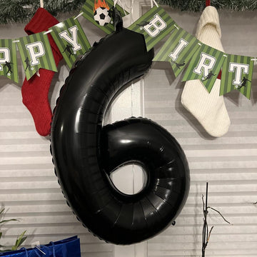 Paticool 40 Inch Black Number Balloon 6, Large Number Foil Balloons Mylar For Girl Boy Birthday Party Celebration Decorations Su