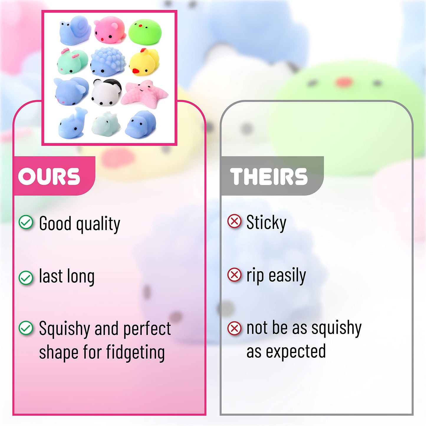 Mr. Pen Squishy Toys, 12 Pack, Assorted Colors, Rubber Stress Relief Mini Squishes for Kids, Model UT12
