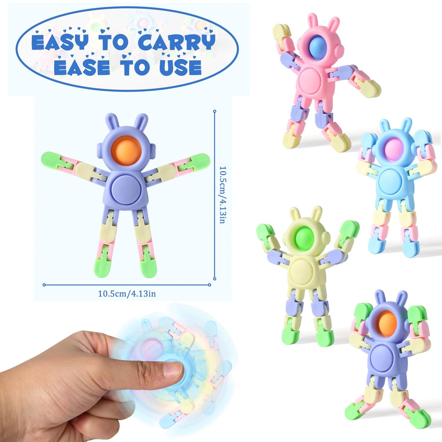 Transformable Fidget Spinners 24 Pcs Rabbit Toys For Kids Birthday Gifts Party Favors And Adults Stress Relief Sensory Toys For