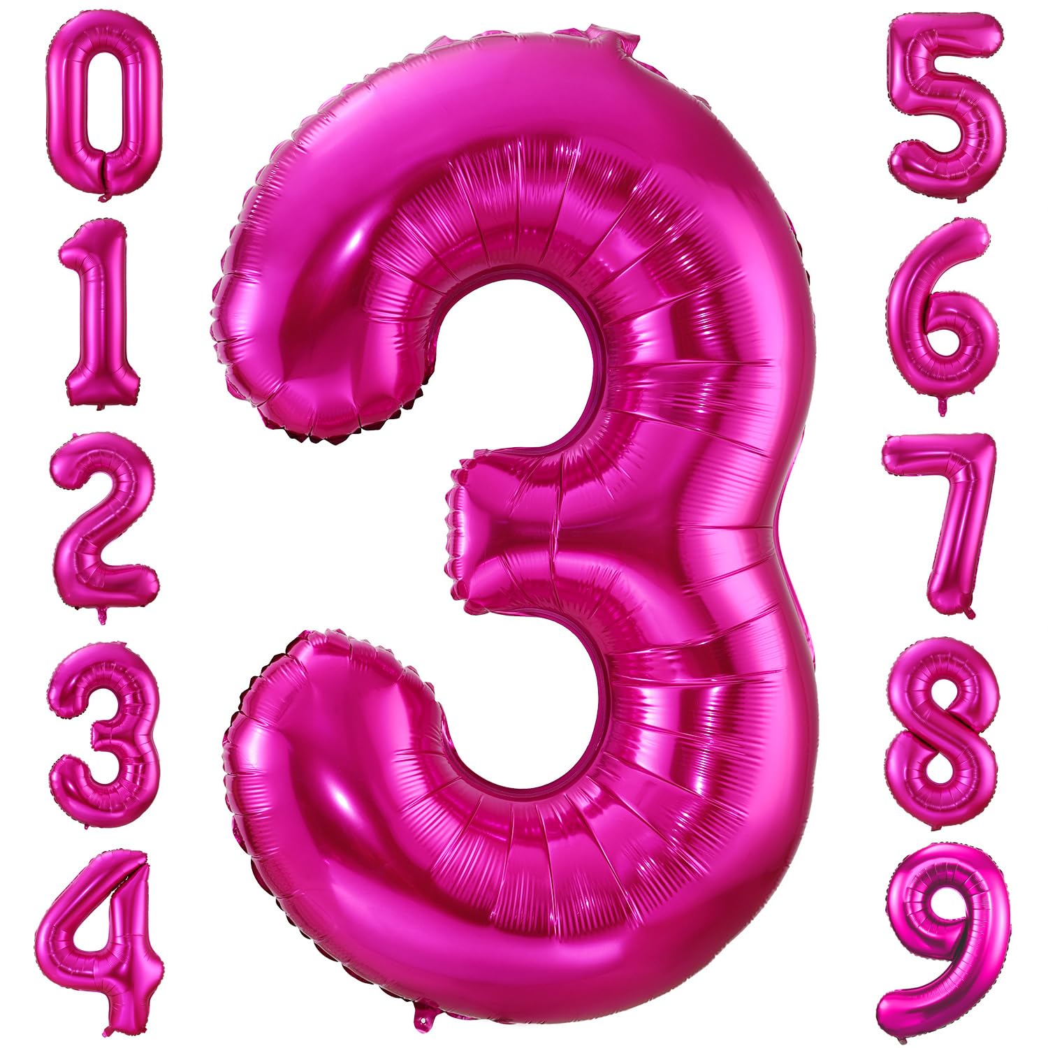 3 Balloon Number Hot Pink 3 Birthday Balloon 40 Inch Foil Mylar Large 3 Balloon Numbers For Birthday Party Anniversary Festival