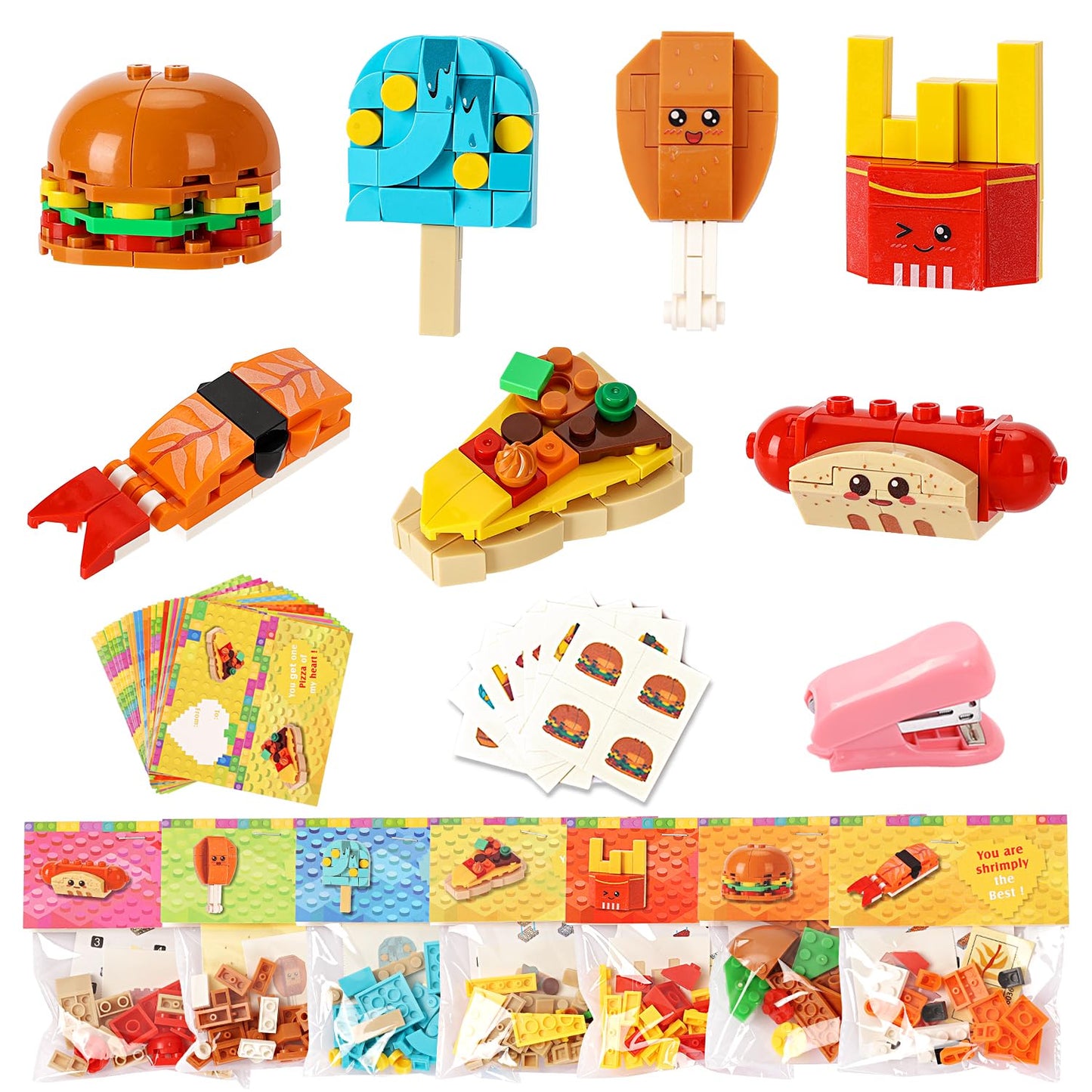 Valentine'S Day Cards For Kids Classroom - 28 Pcs Dessert Block Valentines Day Gifts For Kids, Valentine Cards With 7 Designs Bl