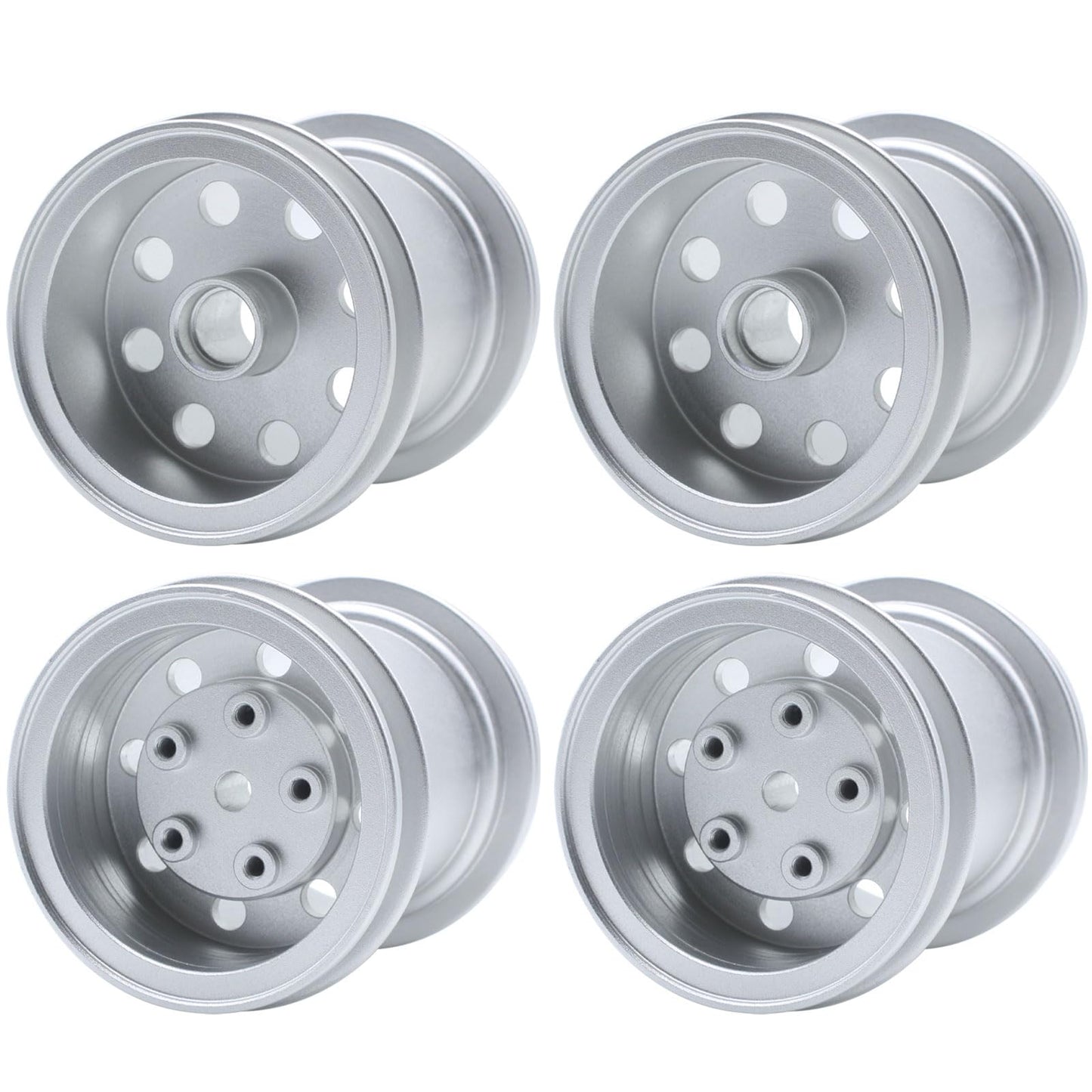 HOBOHY 4Pcs Aluminum Front and Rear Wheels Hub Rims with tire Lining/Built Sponge Kit for Tamiya CW01 Chassis Lunch Box G6-01 Mi
