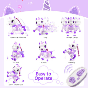 Yotoy Remote Control Unicorn Robot Toys For Kids Age 3 4 5 6 7 8 Years Old: Robot Pets For Kids, Robot Unicorns For Girls 4-6, B
