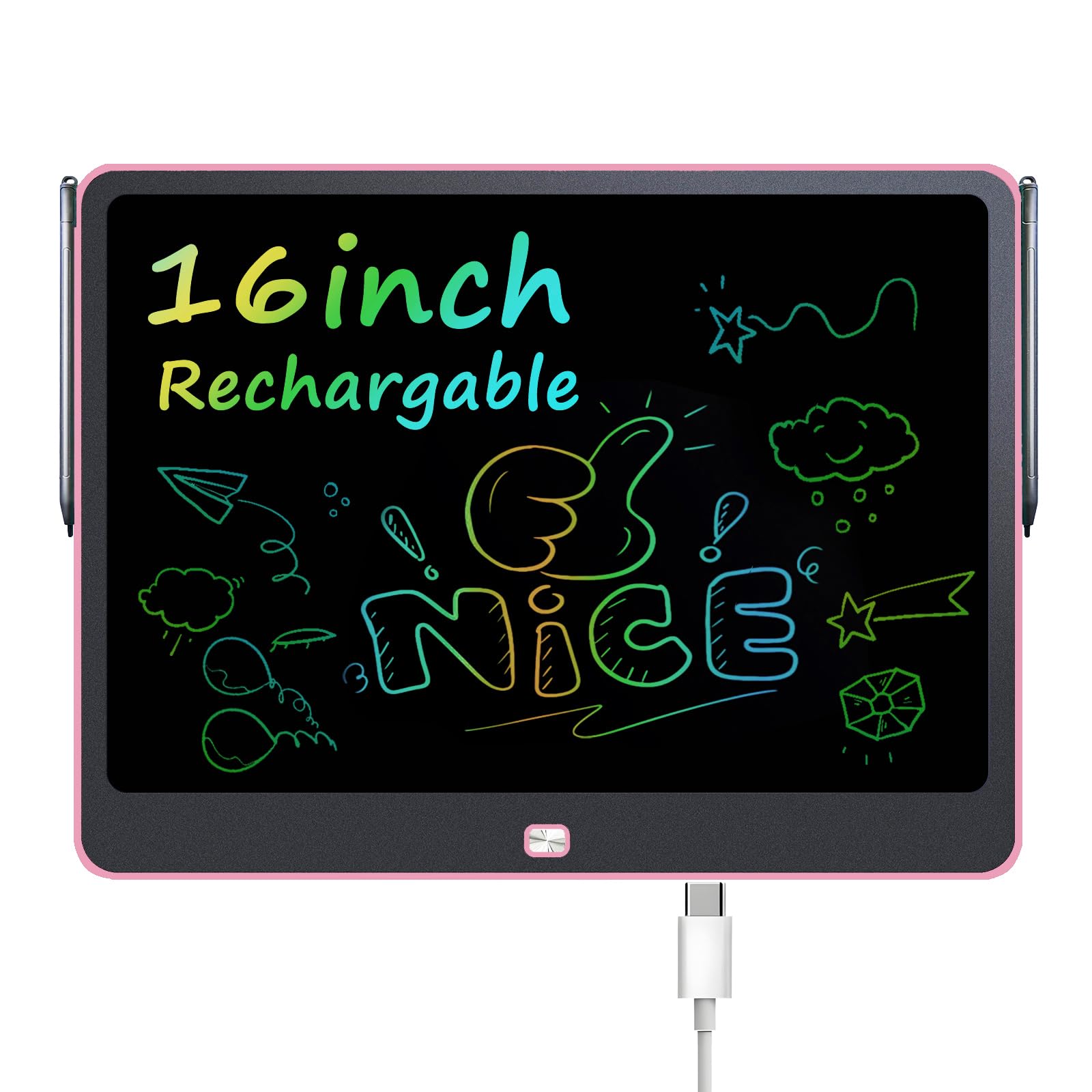 Rechargeable 16 inch LCD Writing Tablet, Large Colorful Drawing Tablet, Doodle Board for Ages 3-12 Years Old Boys Girls, Electro