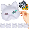 5PCS Therian Cat Mask- Eye Mesh Pre Installed, Plastic Animal Mask Base to Painted DIY for Furry Masquerade Cosplay Props Costum