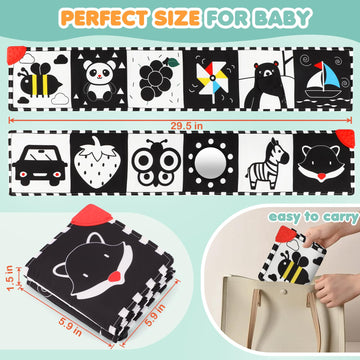 Bbwoo High Contrast Baby Toys For Newborn Development - Tummy Time Black And White Baby Toys - Soft Baby Book - Montessori Visua