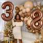 Toniful 40 Inch Coffee Brown Large Numbers Balloon 0-9 Birthday Party Decorations,Big Chocolate Number 3 Foil Balloon Digital 3