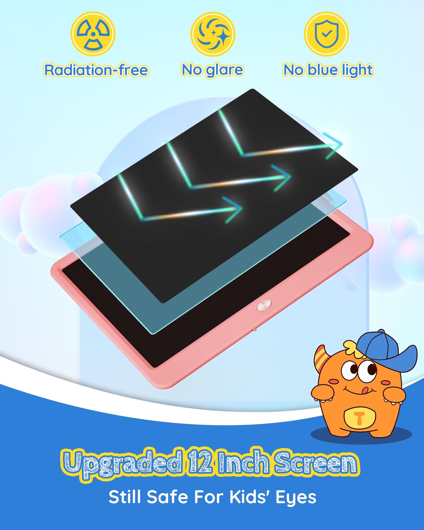 Tekfun Lcd Writing Tablet For Kids Girls Toys, 12 Inch Erasable Drawing Tablet Doodle Board Colorful Doodle Pad, Back To School