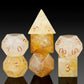 DNDND Yellow Calcite Dungeons and Dragos Dice Set 7 PCS Stone D&D Die with Grogeous Gift Case for DND Tabletop Game (Yellow Calc