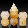 DNDND Yellow Calcite Dungeons and Dragos Dice Set 7 PCS Stone D&D Die with Grogeous Gift Case for DND Tabletop Game (Yellow Calc