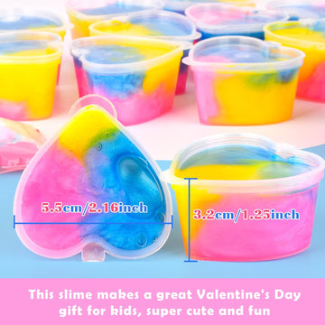 12 Pack Valentine'S Day Galaxy Slime Gift Kit With Loving Heart Charm, Greeting Card, Clear Slime For Birthday Easter Party Favo