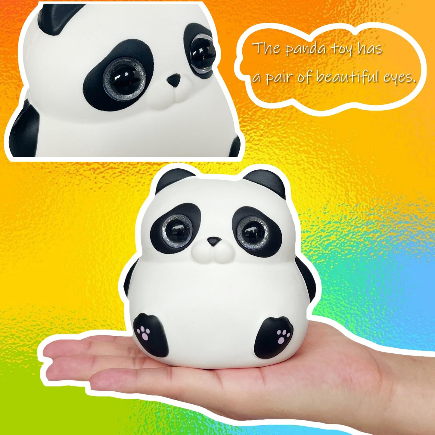 Funnysquee Cute Fat Panda Squishies Big Eyes Animal Toy Birthday Gift For Kids,Kawaii Stress Relief Squishie Toy