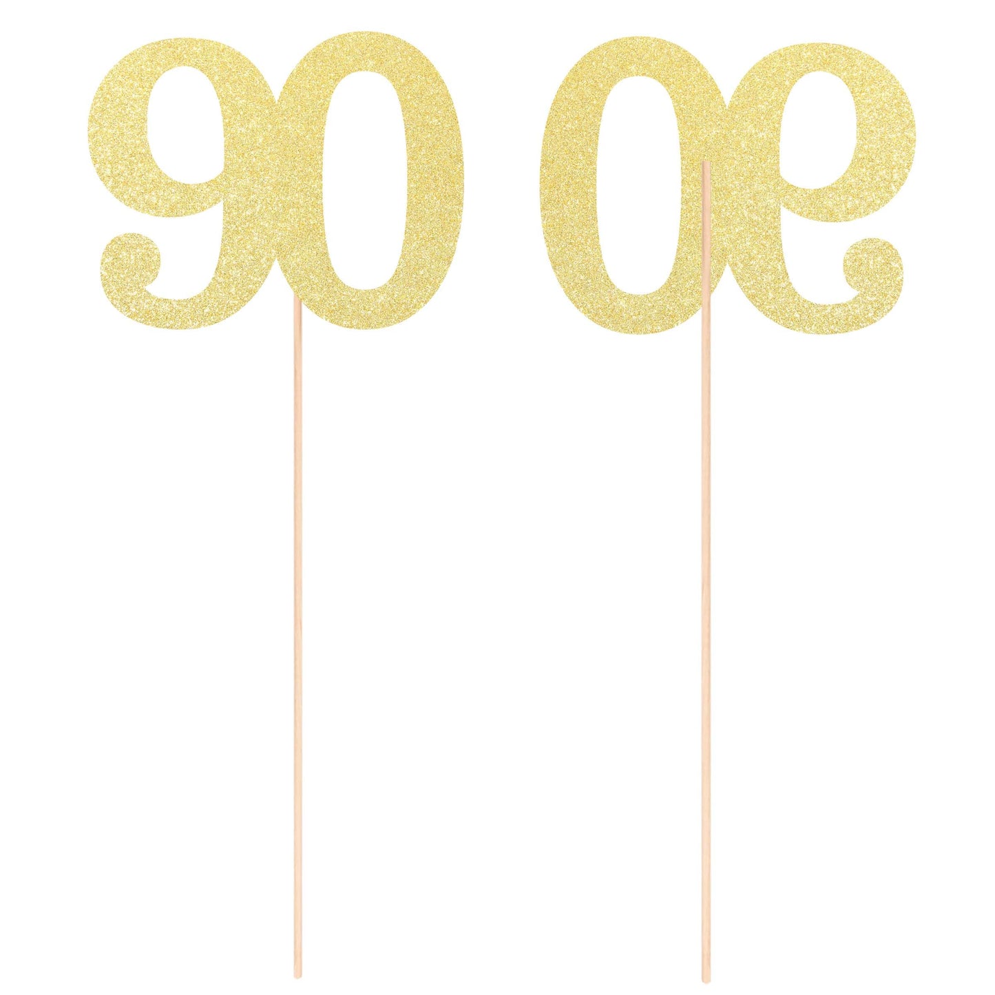 Gexolenu No 90, 10 Pack Double-Sided Gold Glitter 90Th Birthday Centerpieces For Tables, Number 90 Birthday Table Toppers Party